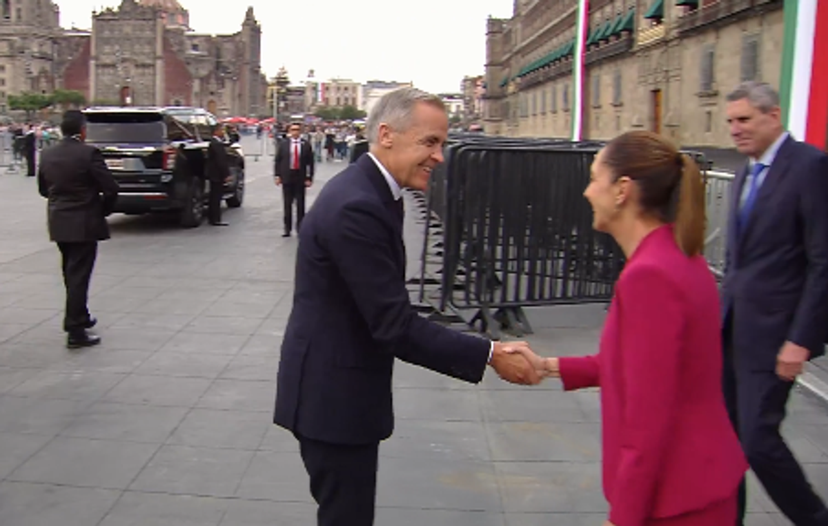 Recibe Sheinbaum al primer ministro de Canadá, Mark Carney, en la Puerta de Honor de Palacio Nacional 